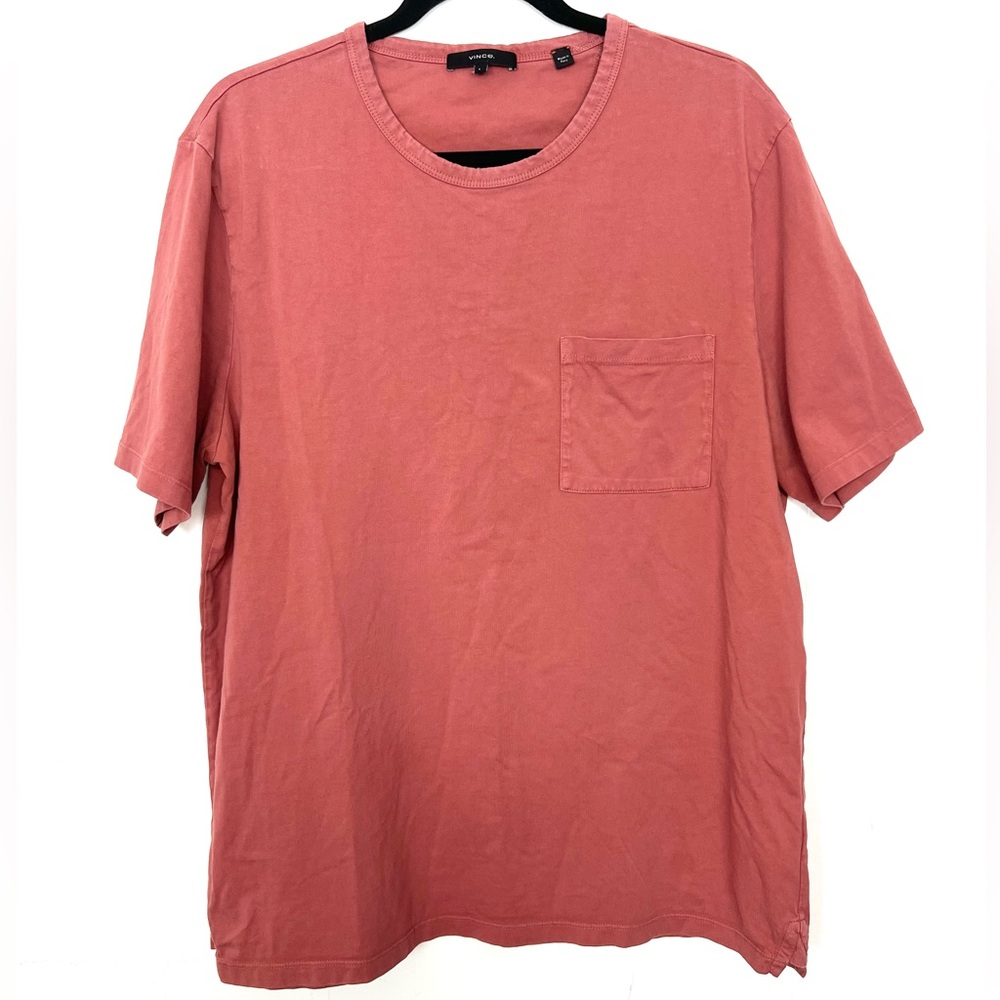 Vince Garmet-Dyed Crewneck Pocket T-Shirt Salmon‎ Men's Size Large - Picture 1 of 4